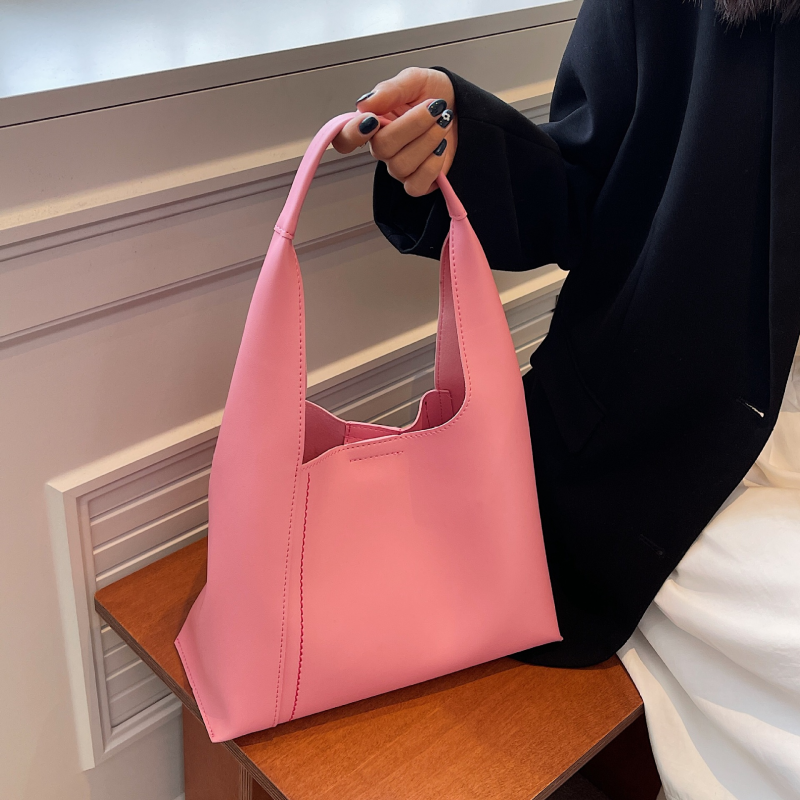 Peach Bucket Bag Female Texture Women's Handbag One Shoulder