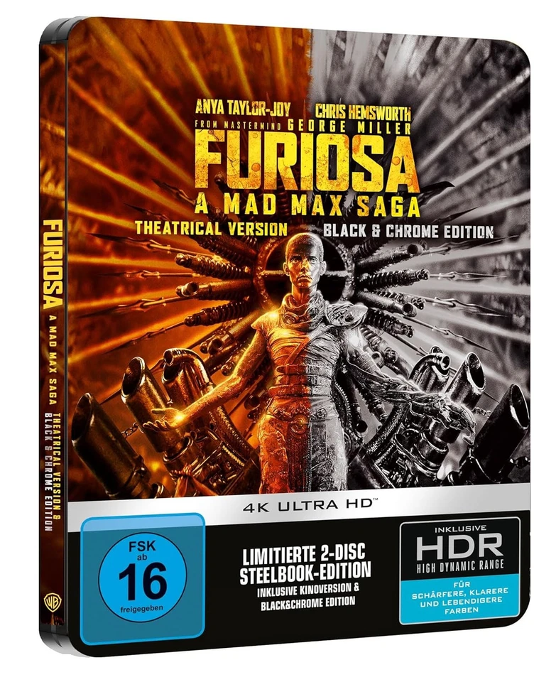 Furiosa A Mad Max Saga Black & Chrome Limited Steelbook 4K Blu Ray Box NEU OVP - Bild 1 von 1
