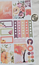 Planner stickers Give Thanks thanksgiving watercolor flower tree flag journaling
