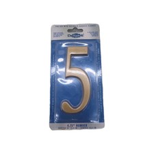 HOUSE NUMBER 4.75" Satin Brass NUMBER 5 For Use with DESIGN IT ADDRESS PLAQUES