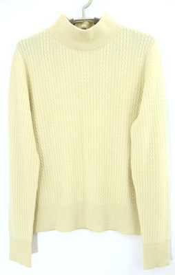 INVESTMENTS Women's Fine Cashmere Pullover Sweater Long Sleeve Cable Yellow M