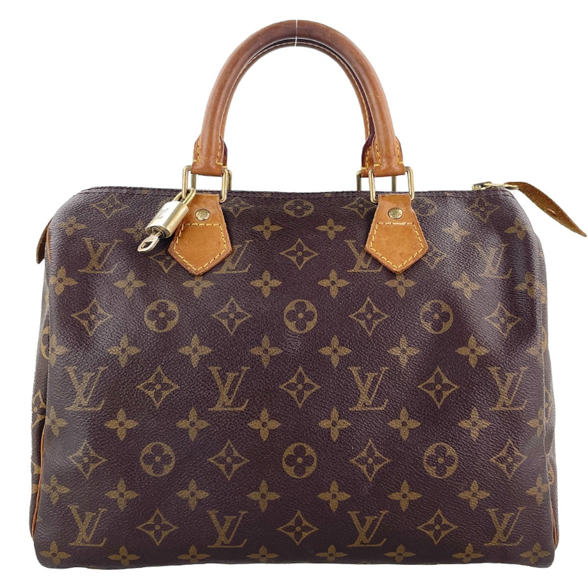 Louis Vuitton Monogram Speedy 30 Leather Fabric Brown Handbag 3770