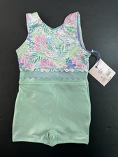 More Than Magic Teal Floral Gymnastics Leotard Size 3T Toddler Kids NEW