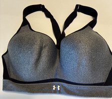 Under Armour Racerback Wired Padded Sports Bra 38D Gray  Black