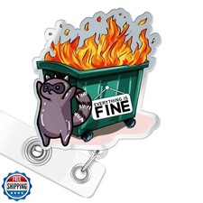 Raccoon Badge Reels, Funny Raccoon Trash Panda Badge Holder Retractable Acryl