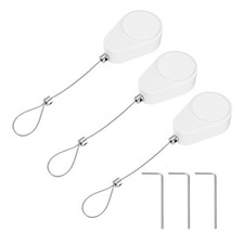 3Pcs 3.3ft Retractable Remote Control Tether Remote Cable Lock White Rope Lock 