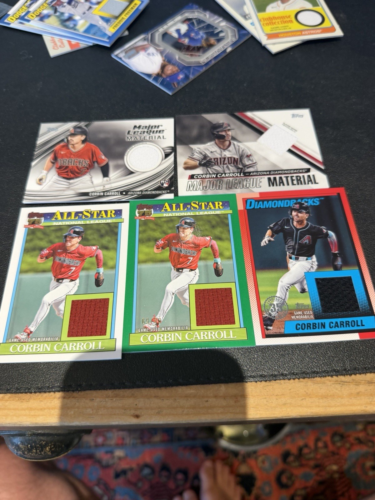 topps corbin carroll relic x5. one rookie one /99