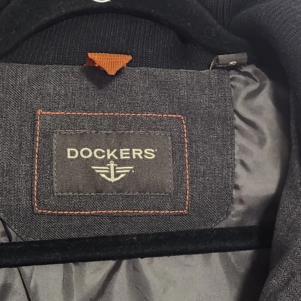 Dockers Size S Heavy Puffy Jacket Coat Heather Gray Very Warm Hood Snow Winter - Image 3 of 4