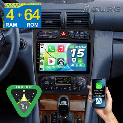 4+64GB Autoradio Navi Carplay Android 14 GPSFür Mercedes C-Klasse W203 2000-2004