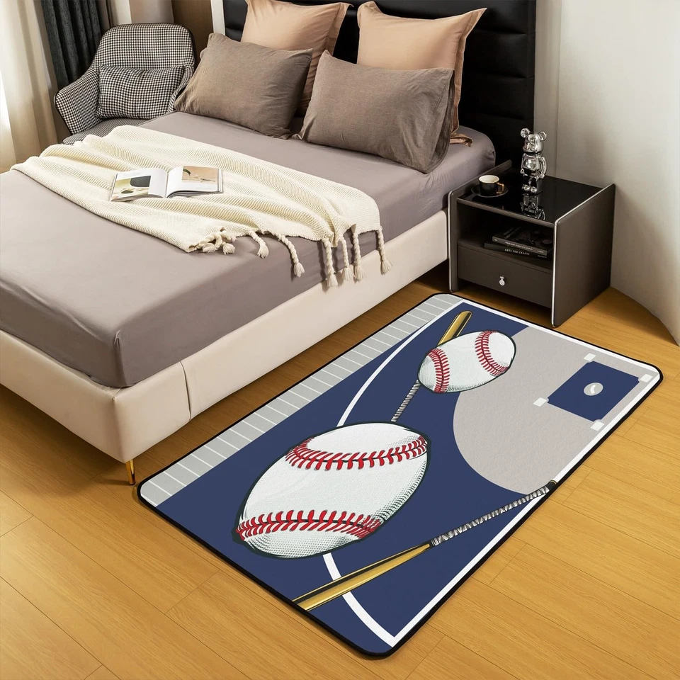 Alfombra de béisbol 3x5 juegos deportes alfombra decorativa para niños niñas adolescentes ba... Foto 4 de 4