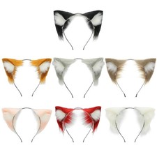 Adjustable Plush Cats Ear Headbands Poseable Anime Hairhoop for Costume Event