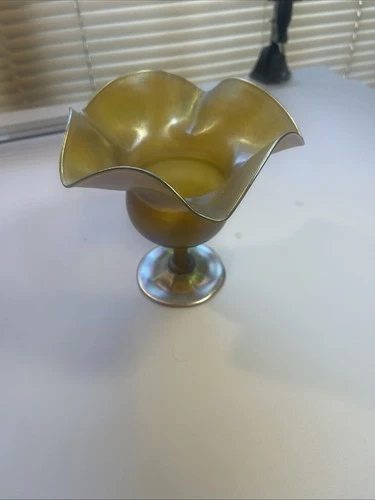 Tiffany Studios L.C.T. Antique Favril Glass Footed Bowl Signed Circa 1900