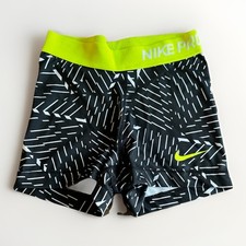 Nike Pro Girls XS Compression Shorts Black Neon Dri Fit Athletic Gym