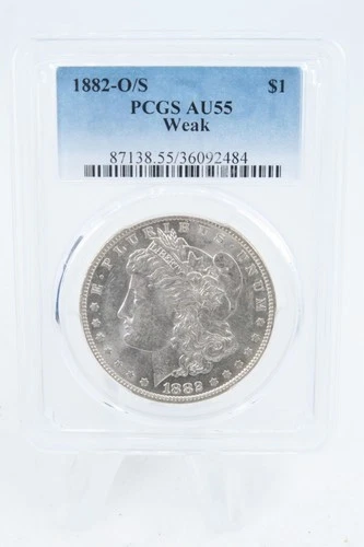 1882-O/S PCGS AU55 Weak Morgan Dollar Business Strike