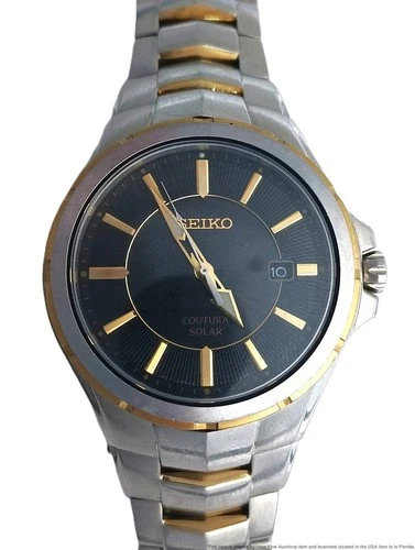 Vintage Seiko Coutura Solar Stainless Steel Mens Wrist Watch 500278