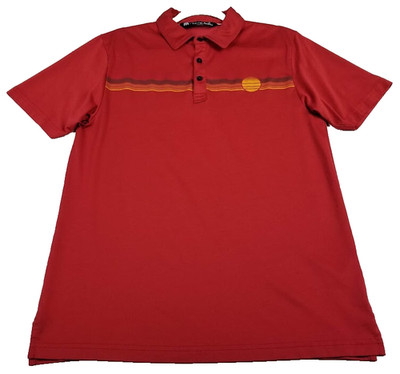 Travis Mathew Golf Polo Shirt Men s M Medium Red Stripe Sun Short Sleeve Stretch