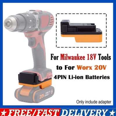 Adapter Converter For Milwaukee 18V Tools To For Worx 20V 4-PIN Li-ion Battery