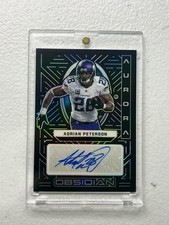 2022 Panini Obsidian Adrian Peterson Aurora Auto Green Etch #/25 Vikings