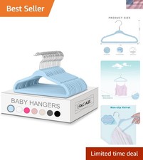 50 Pack Kids Velvet Hangers 11 Inches Children's Clothes Hangers Non-Slip Bab...