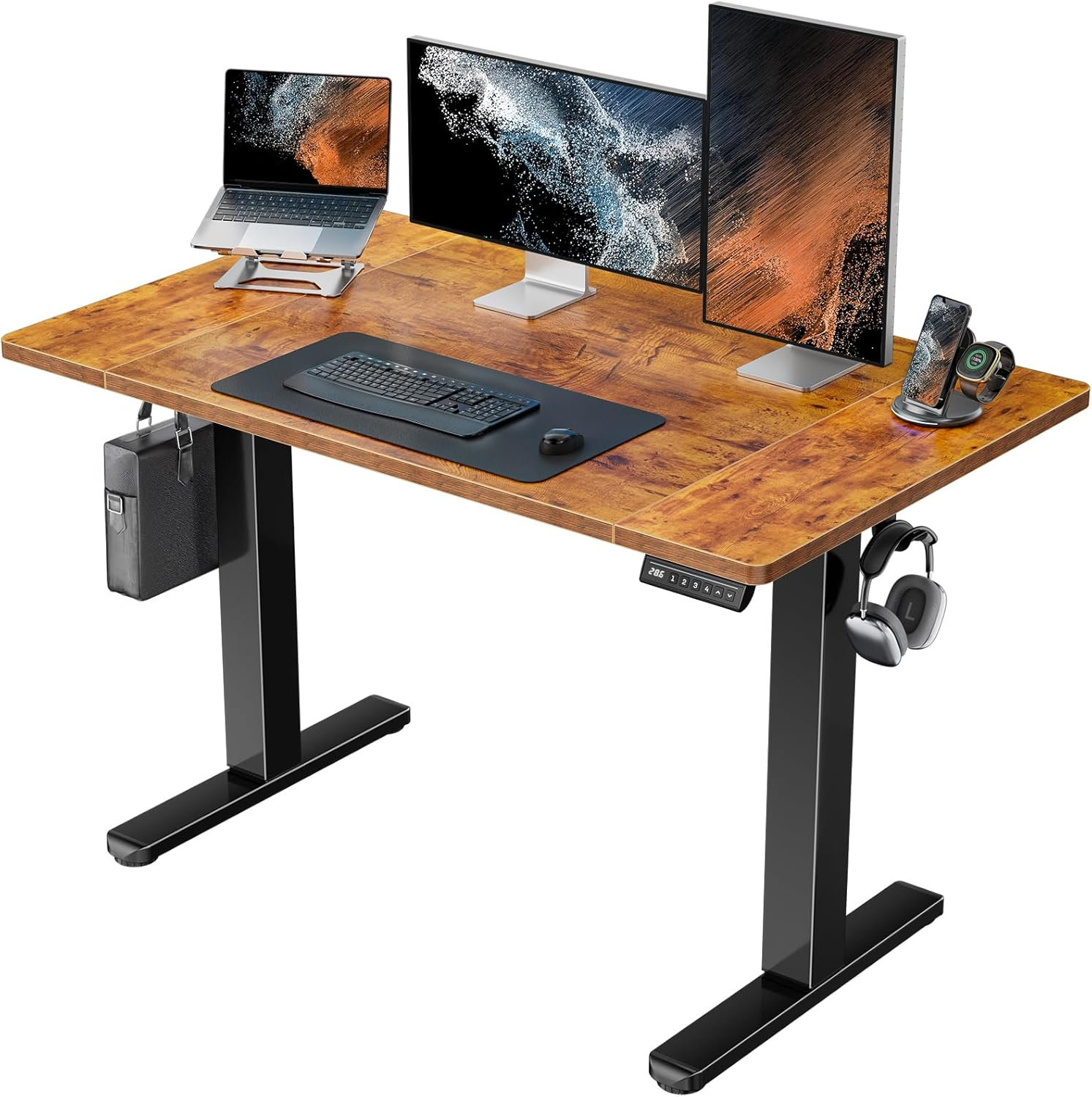 HUANUO 48 X 24 Inch Electric Standing Desk, Height Adjustable Table with Headpho