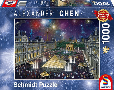 1000 pcs jigsaw puzzle: Alexander Chen, Fireworks at the Louvre (France)