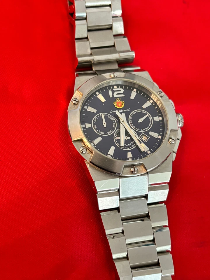 Reloj cronógrafo analógico multifunción automático Louis Richard para hombre 50 m con R Foto 2 de 4