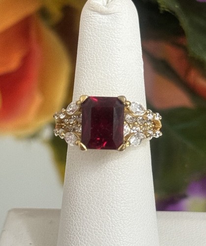 Sterling Silver Victoria Wieck Lab Created Red Ruby CZ Cocktail Ring Sz 5