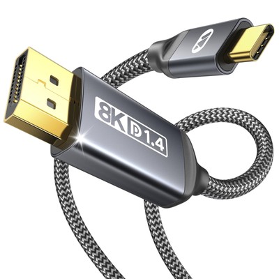 Warrky USB C to DisplayPort 1.4 Cable 8K@60Hz Gold-Plated Aluminum 4K@240Hz 2...