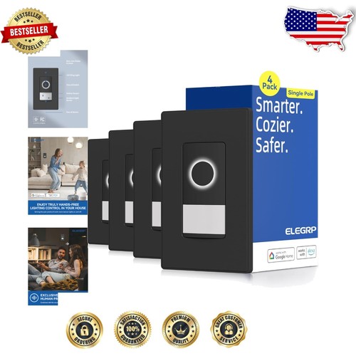 Smart Motion Sensor Switch, UL Certified Wi-Fi Control - 4 Pack for ...