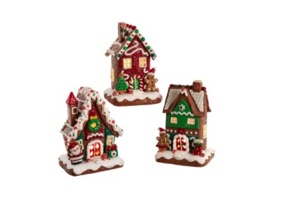 Kurt S. Adler GBJ0041 - Lebkuchenhäuser Santa-/Lebkuchenmann, 3er SET, -15cm/6''-