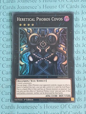 INFO-DE045 Ketzerische Phobos Covos Super Rare Yu-Gi-Oh Karte 1. Auflage Neu