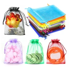 100/200pcs 5x7" Drawstring Organza Gift Bags Wedding Party Jewelry Candy Pouches