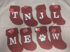 NEW Knit MINI 8" Monogram Christmas Stocking Red Wondershop letters A E J Q R W