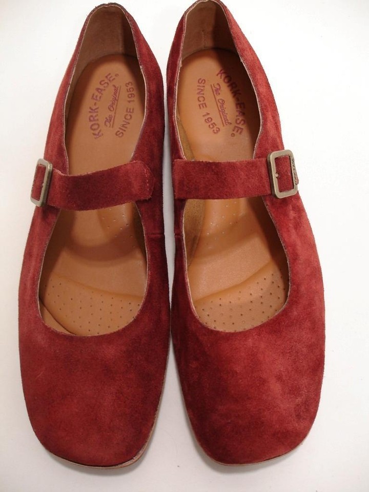 Women's 9 M KORKEASE Prato Burgundy Oxblood Suede Leather Mary Jane