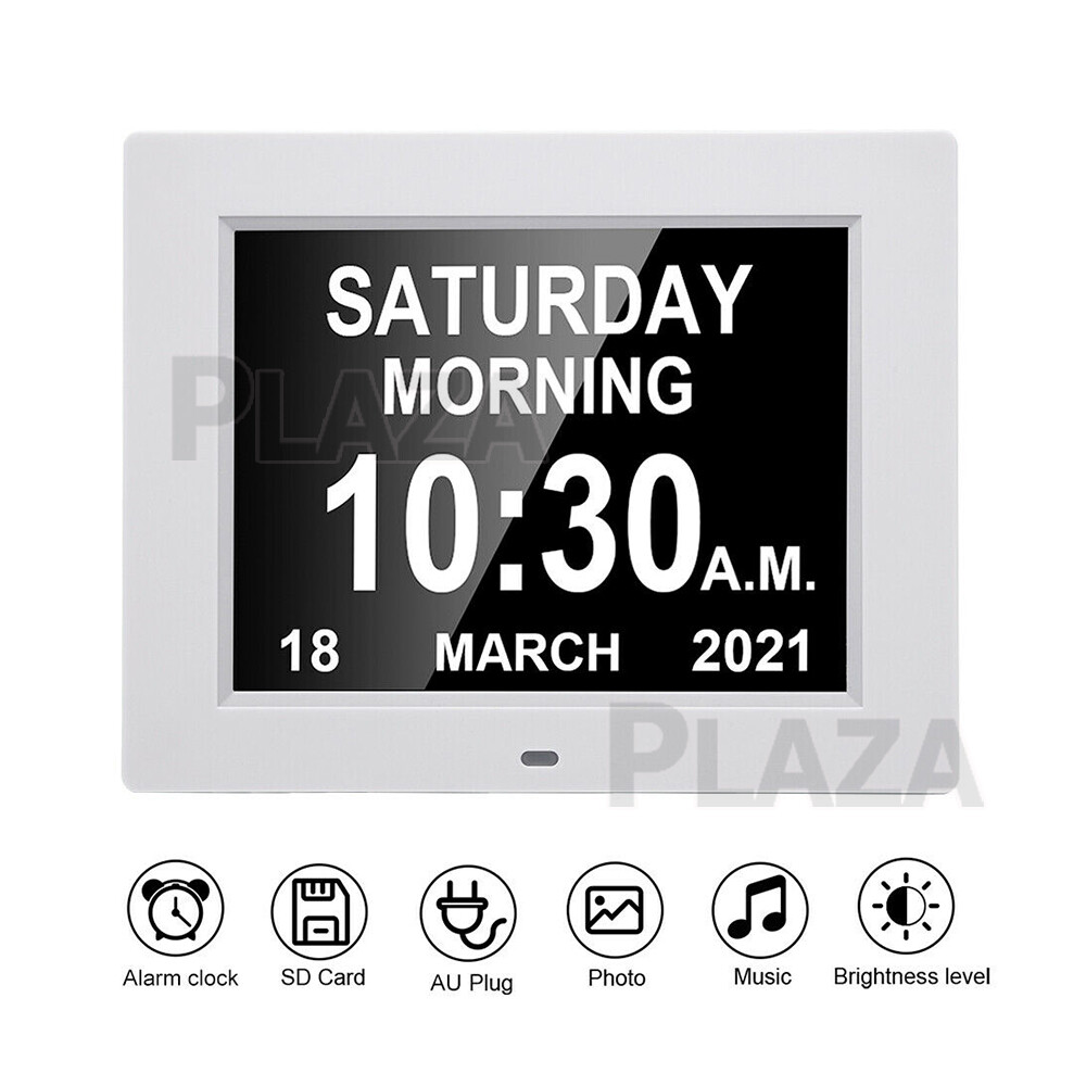 8'' LED Large Digital Day Clock Calendar Dementia Date Week Month Year ...