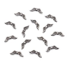 100pcs NF Tibetan Alloy Angel Wing Bead Antique Silver Loose Spacer Jewelry 15mm