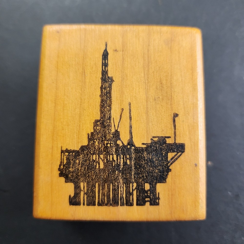 Vintage Rubber Ink Stamp-Off Shore Oil Drilling Platform