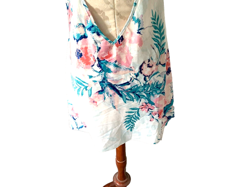 IN BLOOM by Jonquil Chemise White Pink Teal Floral Lace Lingerie Size Medium - 第 9/10 張圖片