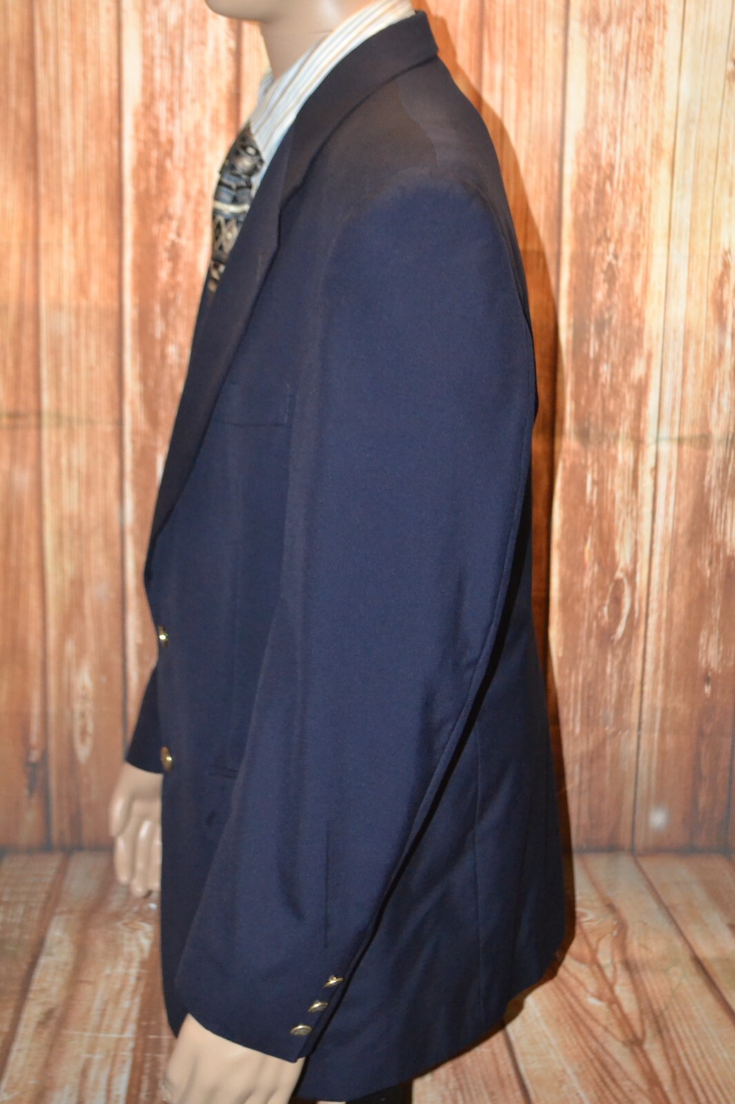 Vintage Burberry Navy Blue Super 100s 2 Front Button Sports Coat Blazer Sz 40R thumbnail 5