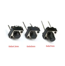 2 Pin Momentary Tactile Tact Push Button Switch Black 6x6x4.3mm~7mm Miniature