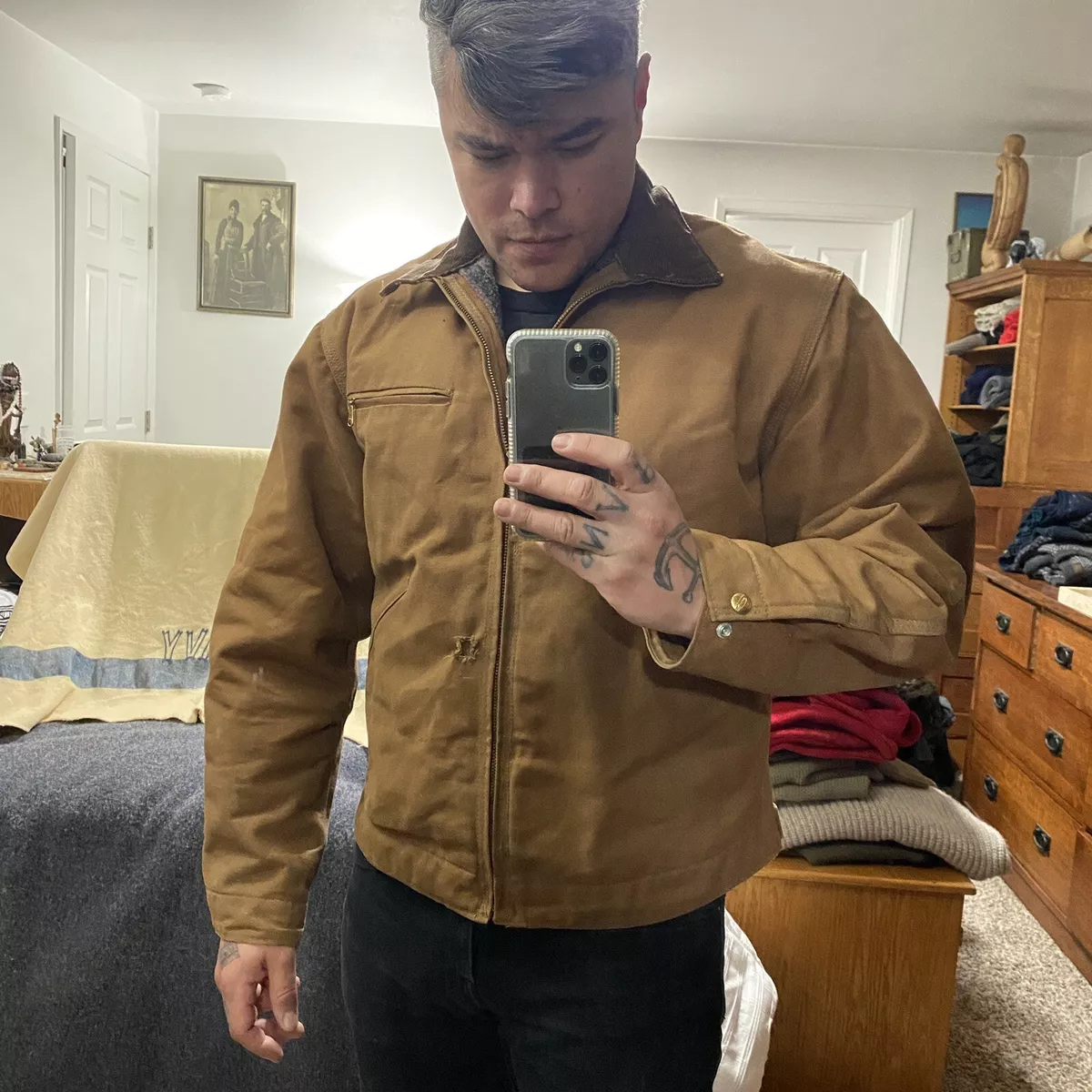 Vintage 70s Carhartt Detroit Jacket Brown Duck 42” Medium Rare