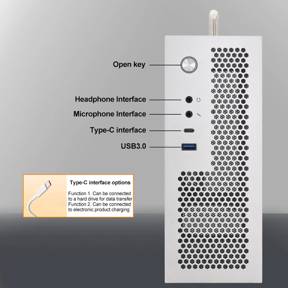 HTPC Mini ITX PC Case Small Portable Chassis with Handle Support Small 1U PUS - Image 4 of 4