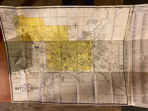 Gage’s New Pocket Map of Battle Creek Michigan - 1944 - BEAUTIFUL - Picture 7 of 10