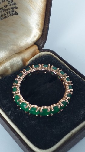Vintage 1990er 14 Kt Walzgold Smaragd Ring Größe UK R US 8 1/2 - gepunzt! - Bild 8 von 10