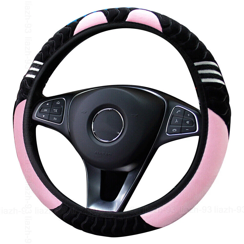 Pink Plush Cartoon Steering Wheel Cover