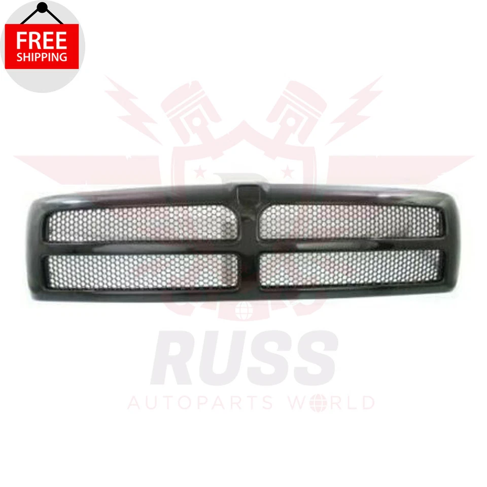 New Front Grille Black & OEM Emblem 2Pc Fits 1994-2002 DODGE RAM 1500 2500 3500 Foto 4 de 4