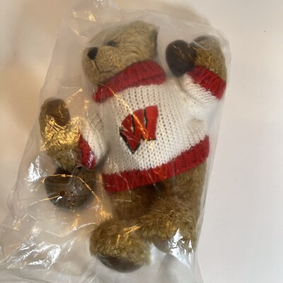 2002 Wisconsin University Plush Claude Bear Ridgewood Collection Football