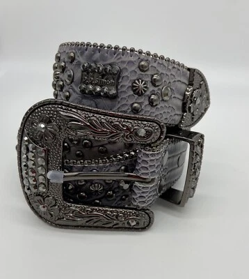 Gray Rhinestone Belt NEW Big Buckle 105cm