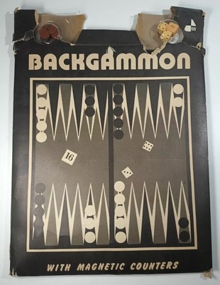 Vintage Retro Metall Backgammon Brett mit Magnetfiguren