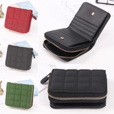 Womens Small Wallet Bifold Leather Credit Card Holder Zipper Pocket Mini Purse